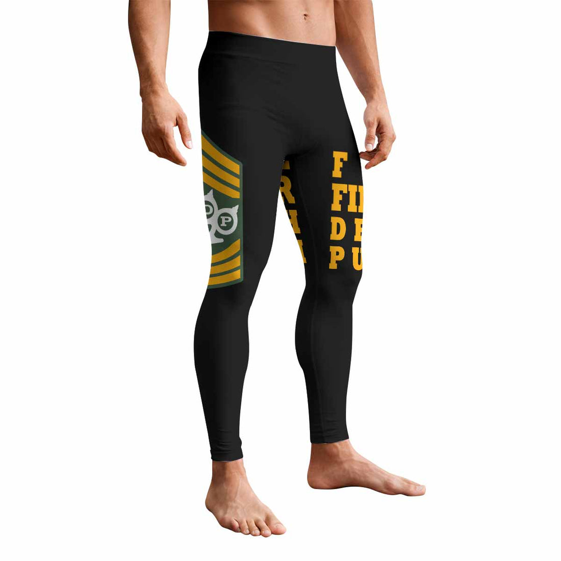 Five Finger Death Punch Camo Men's Leggings - front and back view