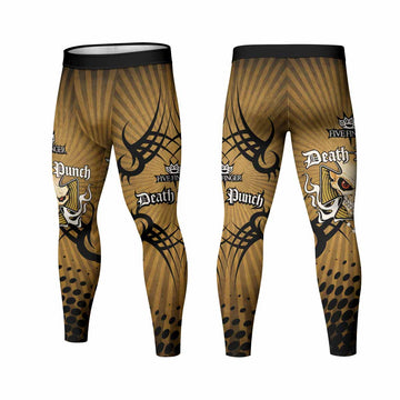 Five Finger Death Punch Gold V Men's Leggings - front and back view
