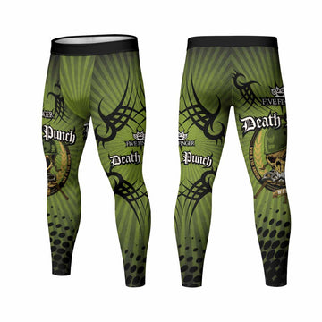 Five Finger Death Punch Green V Men's Leggings - front and back view