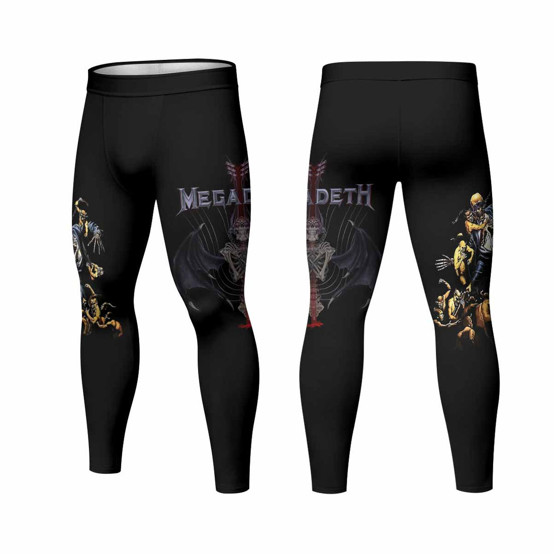 Megadeth Holy Wars 991 Wild Oats Men's Leggings - front and back view
