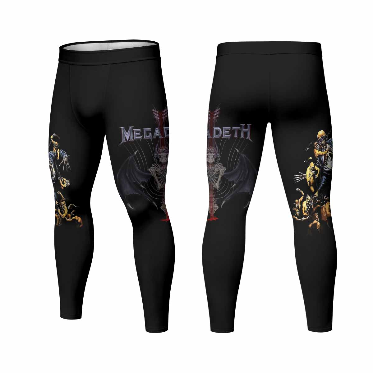 Megadeth Holy Wars 991 Wild Oats Men's Leggings - front and back view