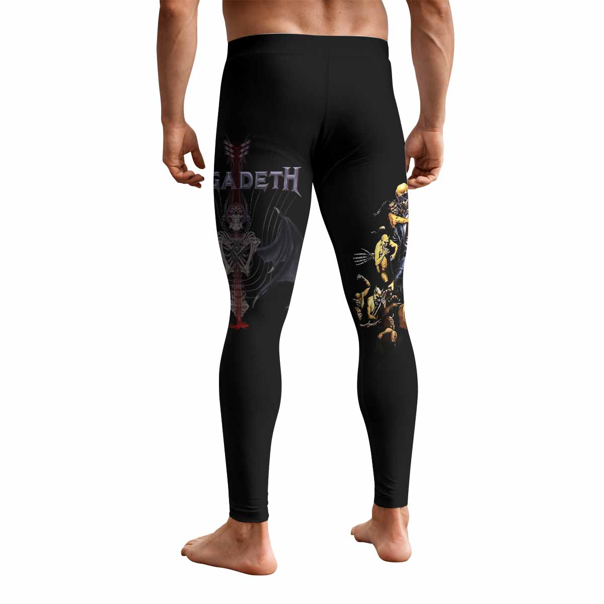 Megadeth Holy Wars 991 Wild Oats Men's Leggings - back view mockup