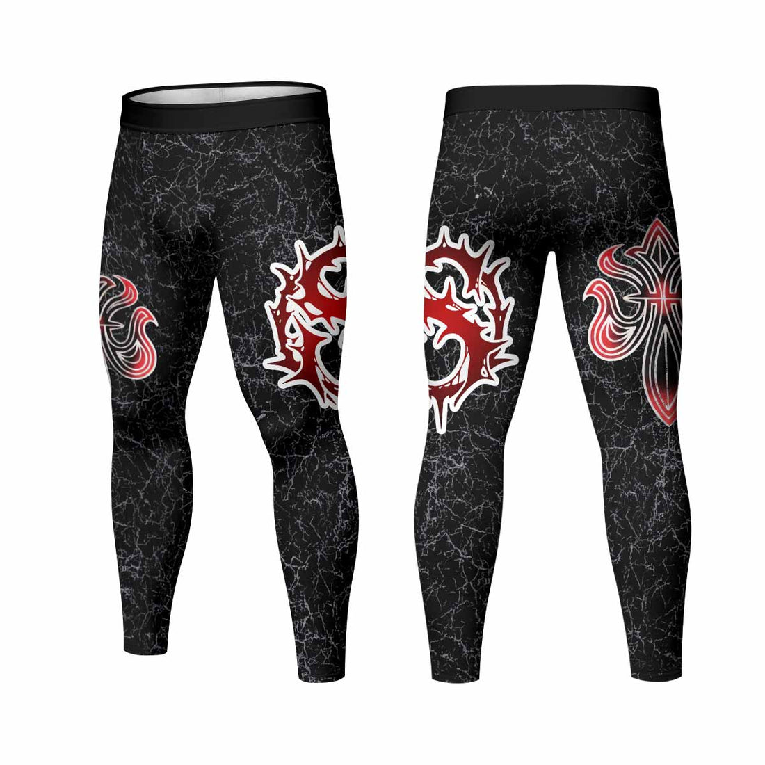 Crimson Faith Cross Men's Leggings - front and back view