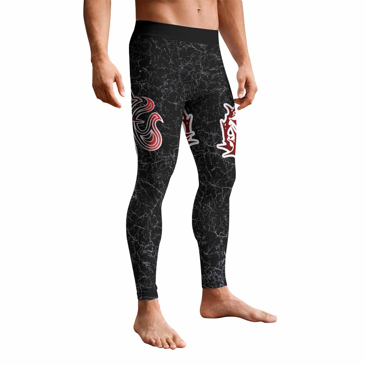 Crimson Faith Cross Men's Leggings - front view mockup