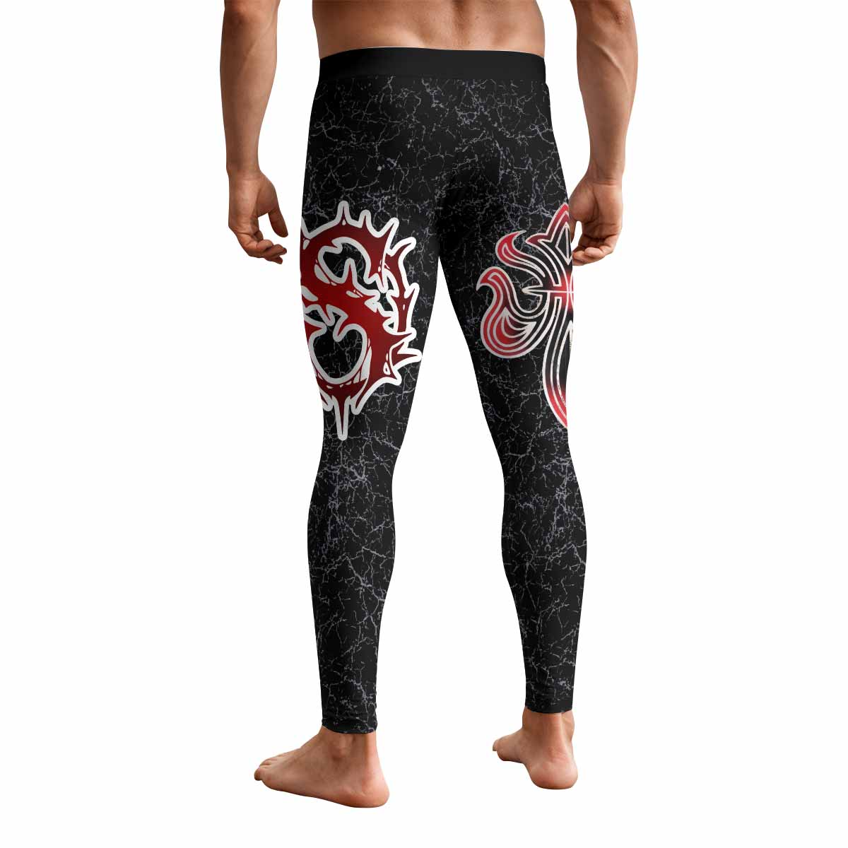 Crimson Faith Cross Men's Leggings - back view mockup