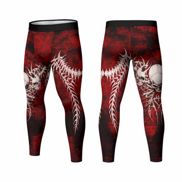 Blood Spine Skull Men's Leggings - front and back view