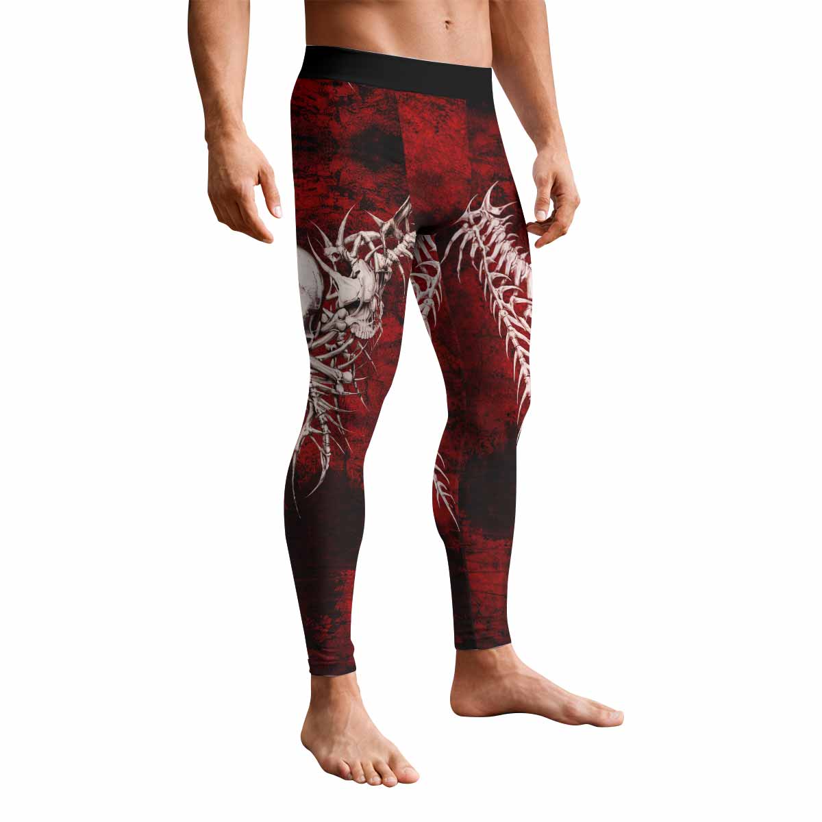Blood Spine Skull Men's Leggings - front view mockup