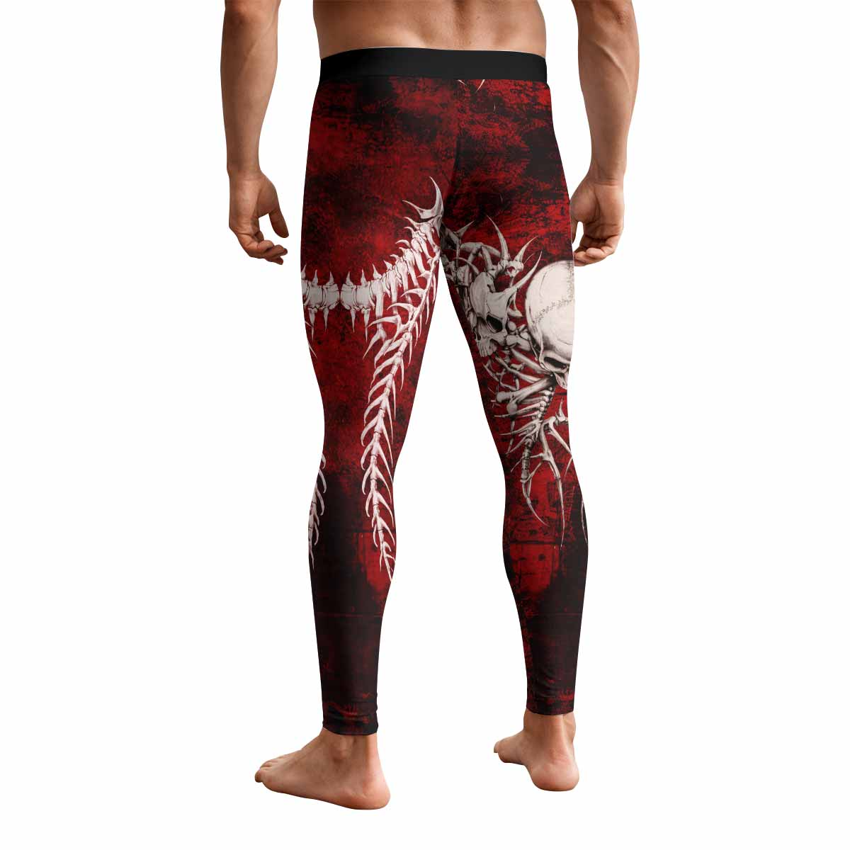 Blood Spine Skull Men's Leggings - back view mockup