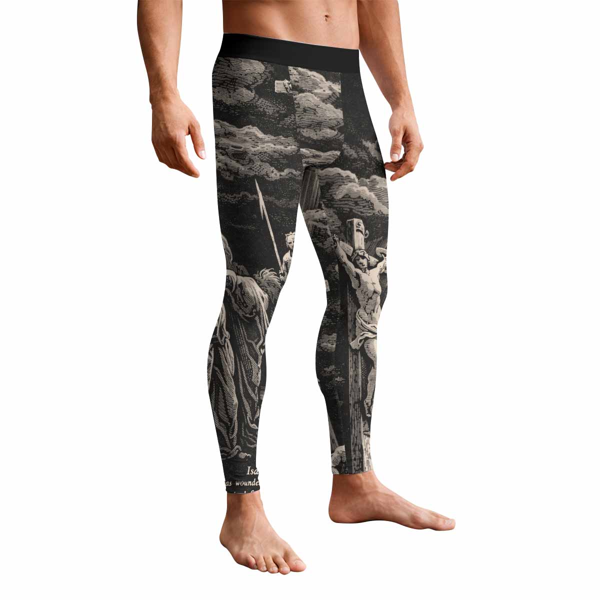 By His Stripes We Are Healed Men's Leggings - front view mockup