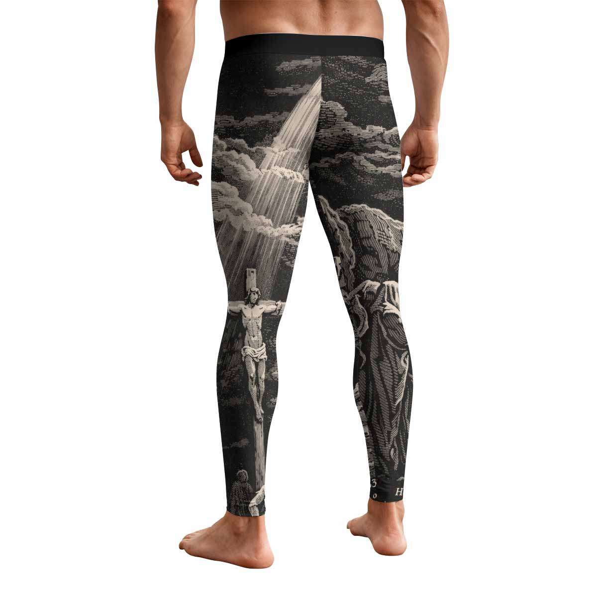 By His Stripes We Are Healed Men's Leggings - back view mockup