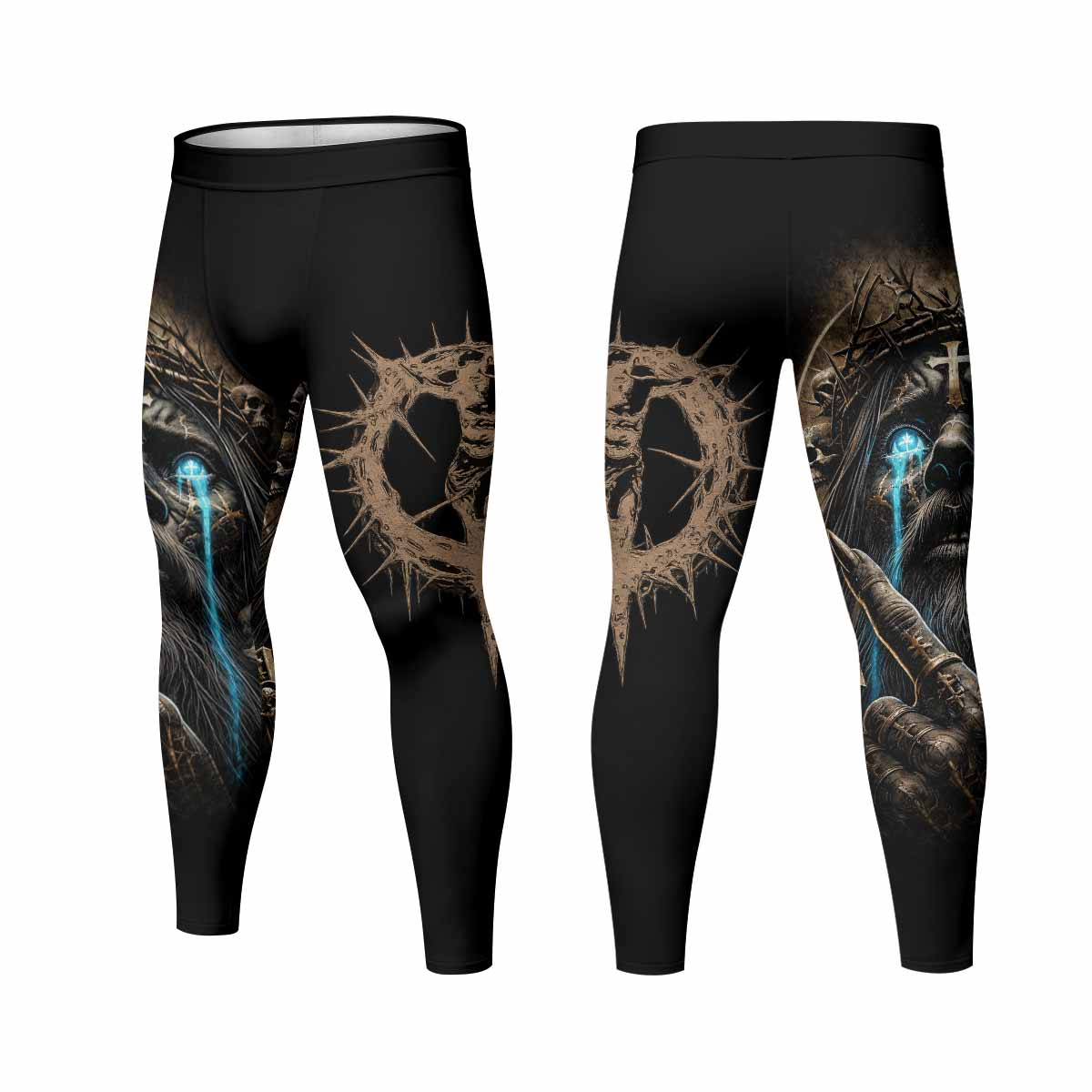Tears Of Christ Men's Leggings - front and back view