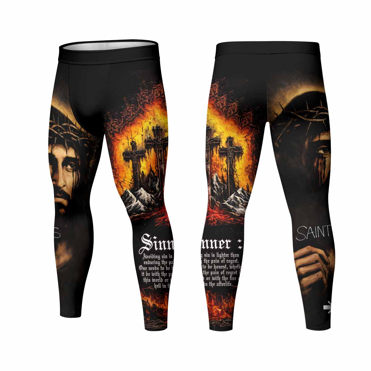 Saint Living Men's Leggings - front and back view