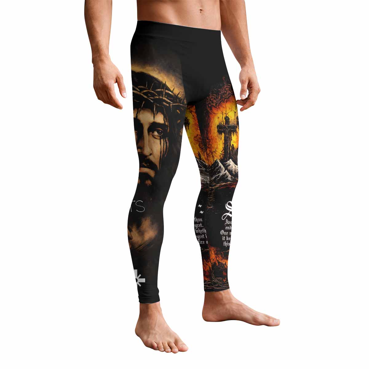 Saint Living Men's Leggings - front view mockup