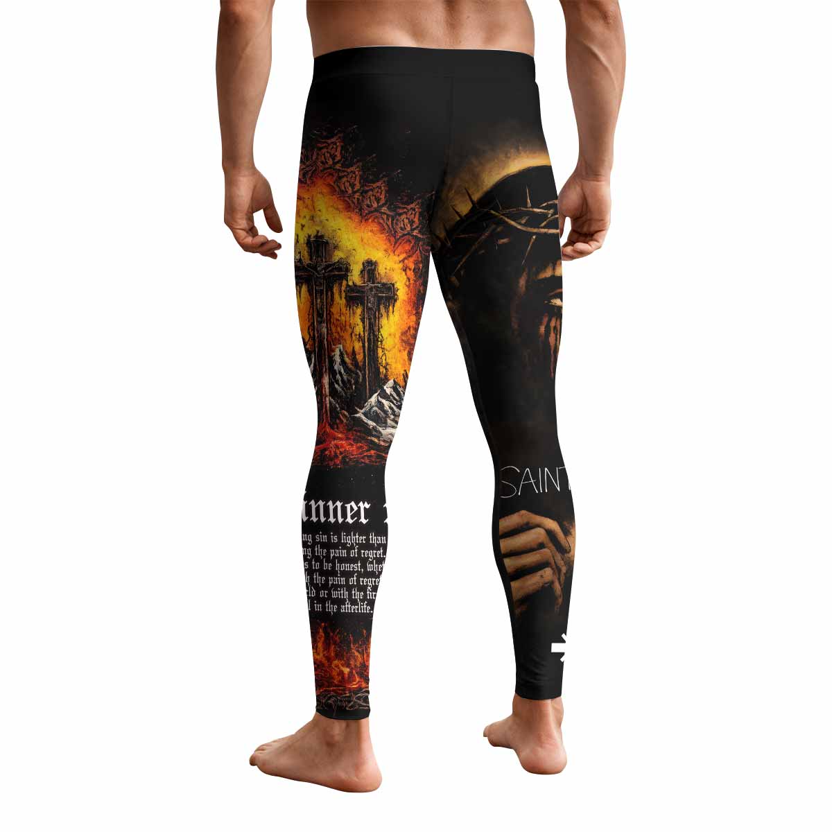 Saint Living Men's Leggings - back view mockup