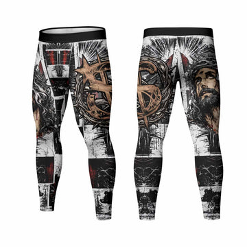 Man of Sorrows Men's Leggings - front and back view