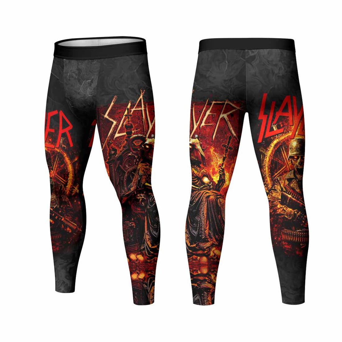 Slayer Goat Skull Men's Leggings - front and back view