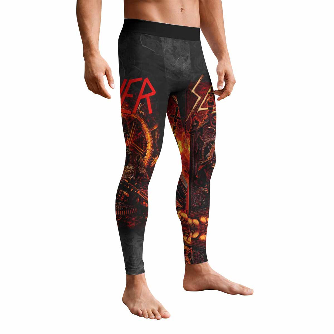 Slayer Goat Skull Men's Leggings - front and back view