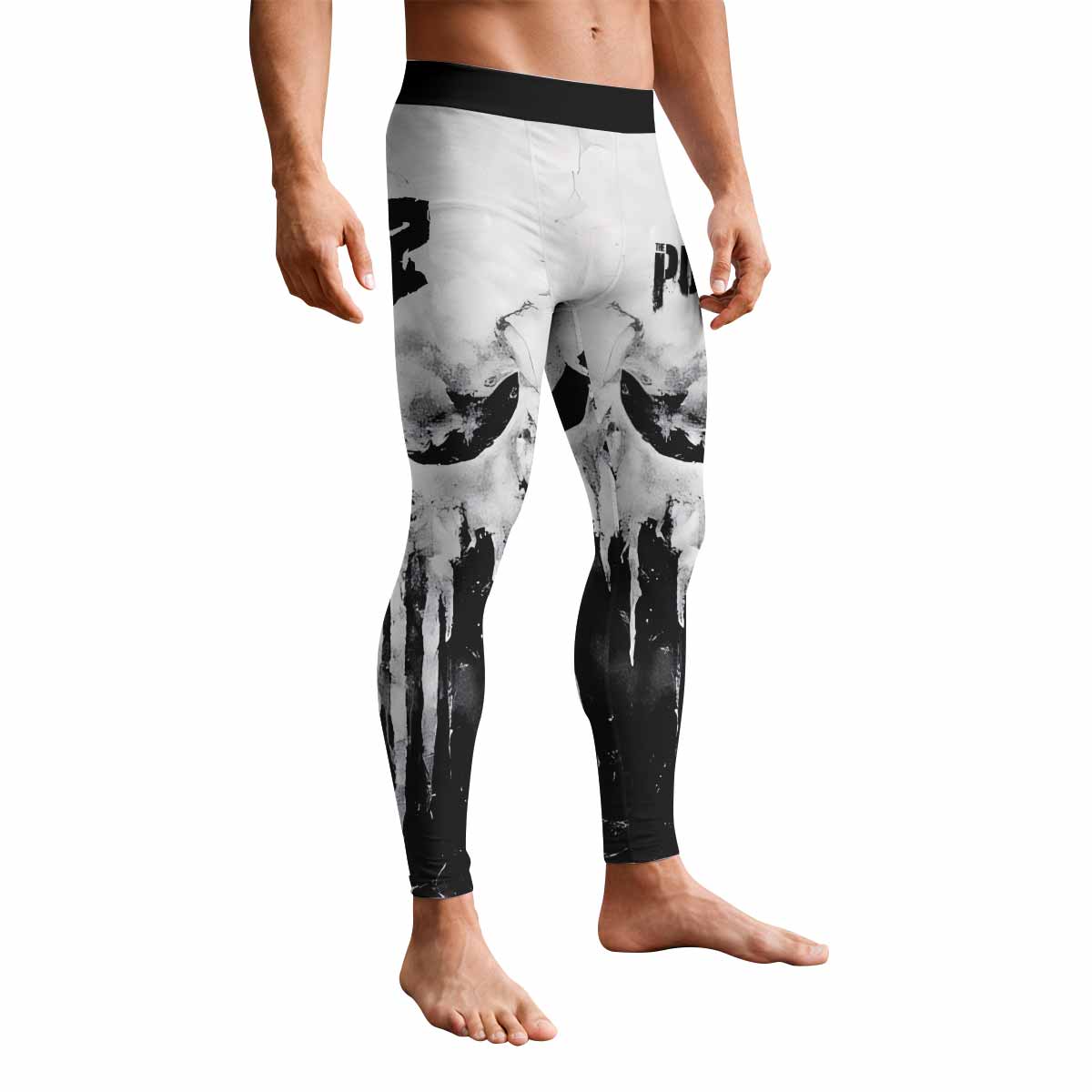 Punisher Ghost Skull Men's Leggings - front view mockup