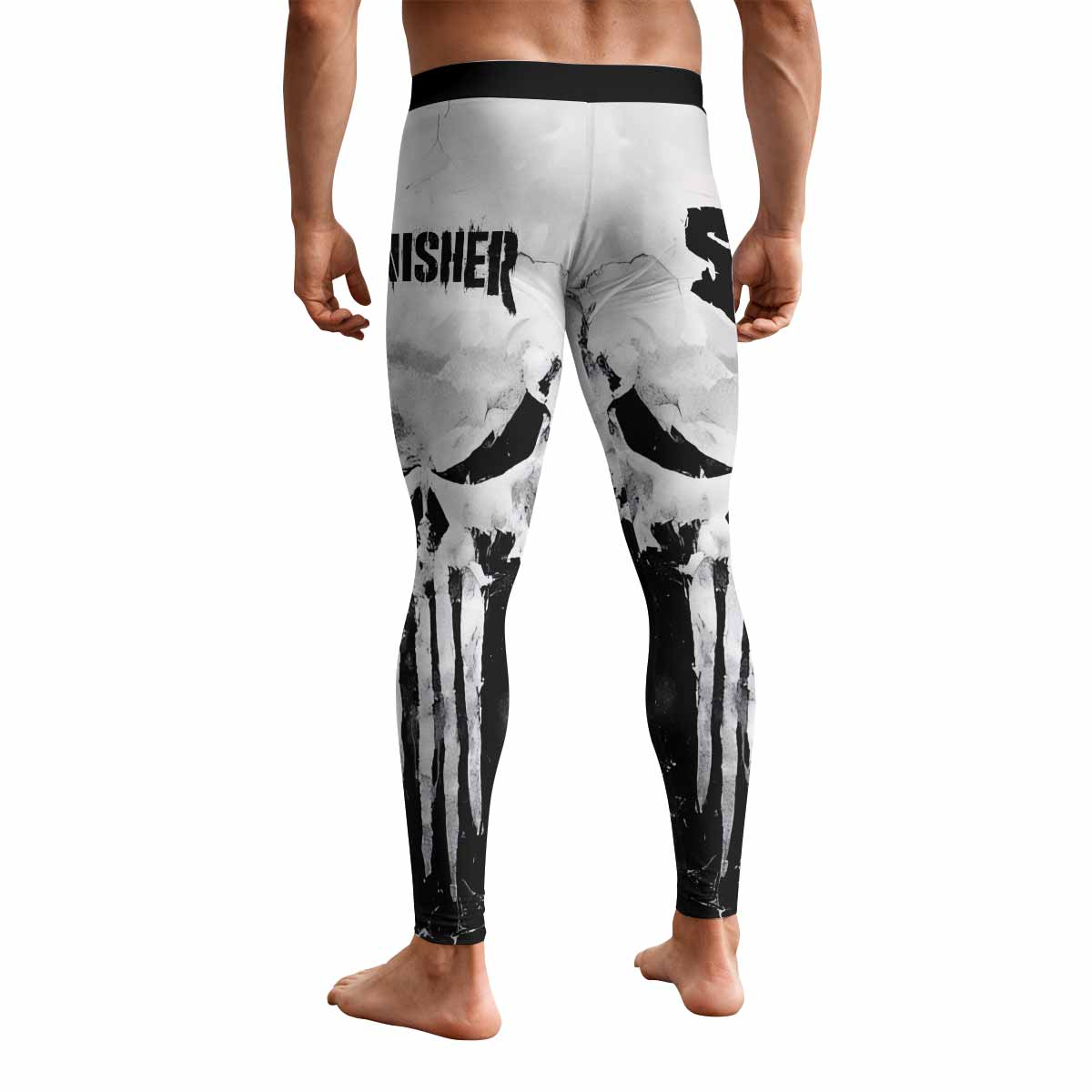 Punisher Ghost Skull Men's Leggings - back view mockup