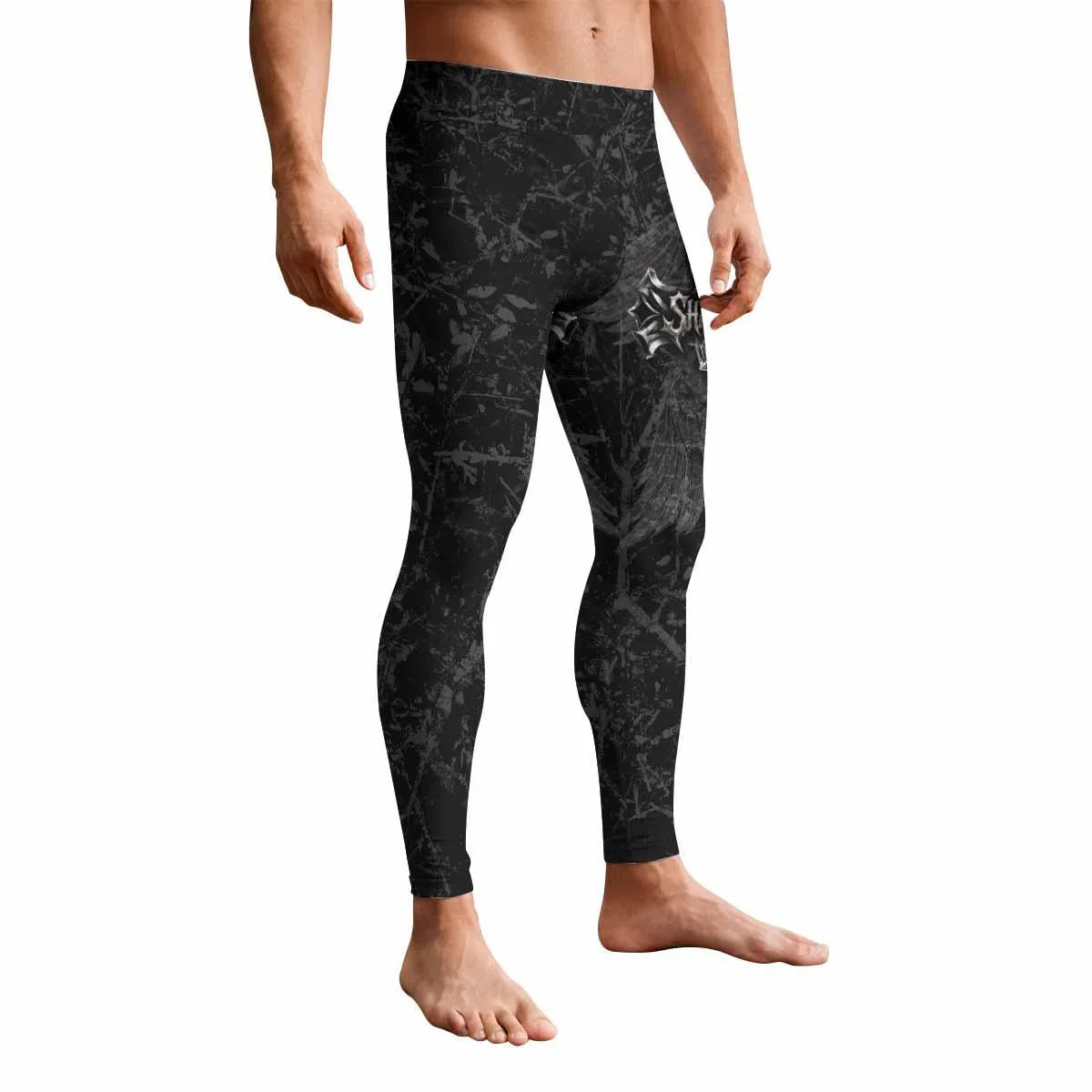 Crown of Thorns Cross Men's Leggings - front view mockup