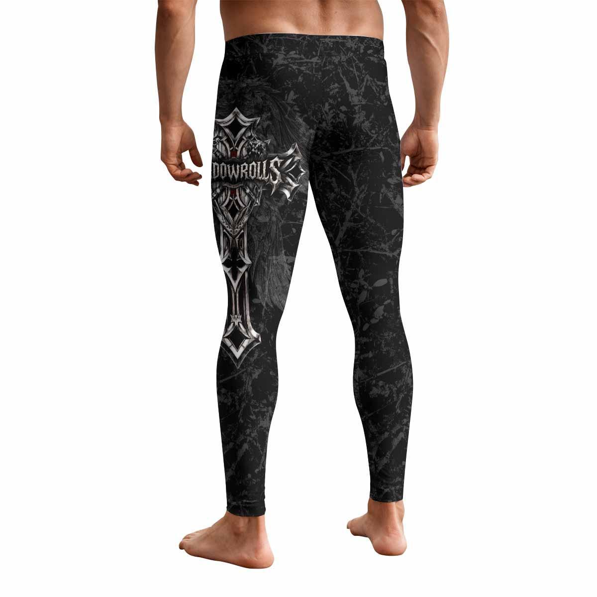 Crown of Thorns Cross Men's Leggings - back view mockup
