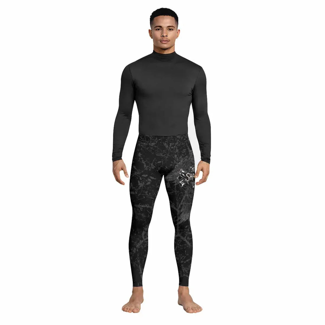 Crown of Thorns Cross Men's Leggings - lifestyle view
