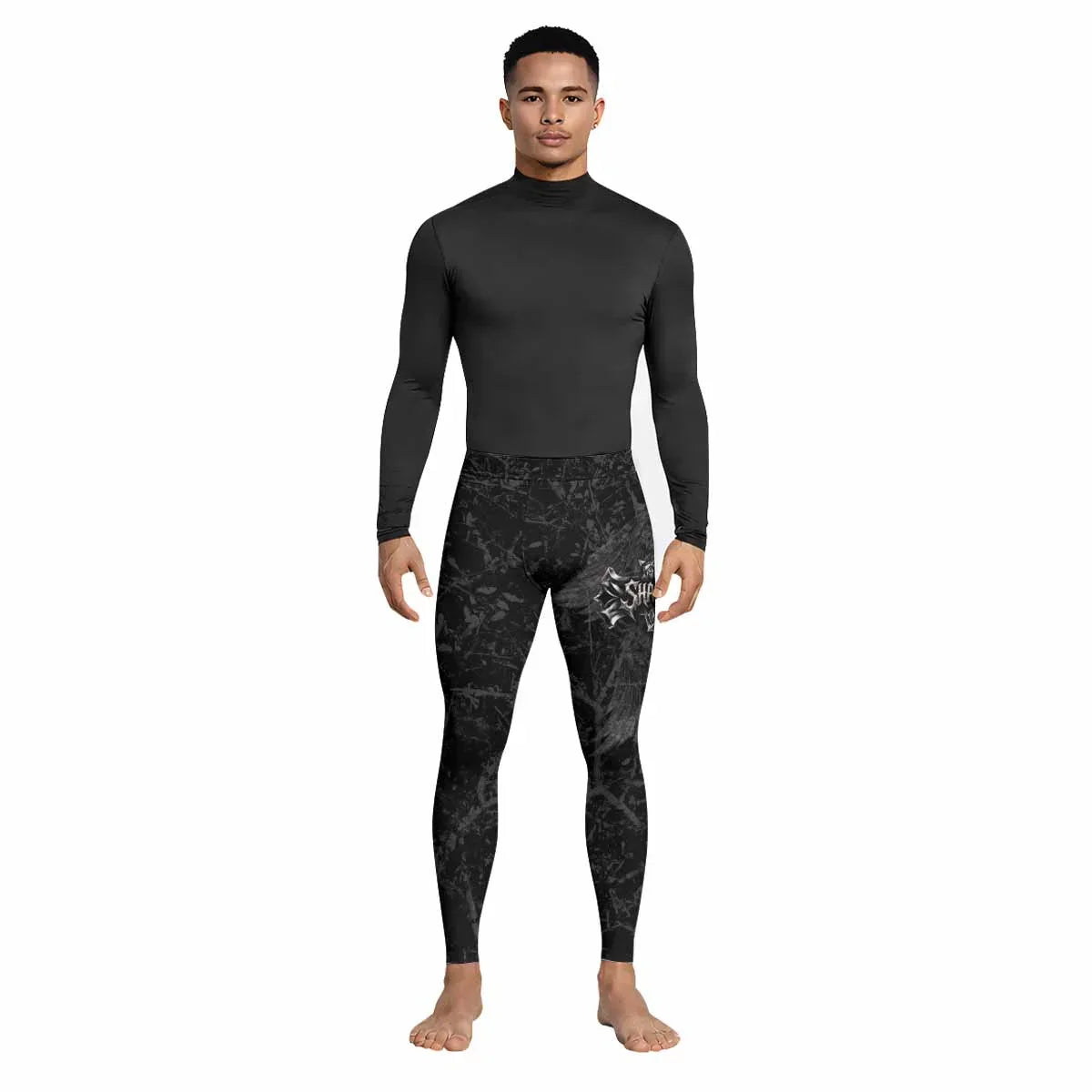 Crown of Thorns Cross Men's Leggings - lifestyle view