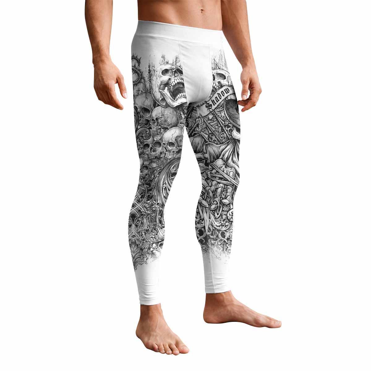 Memento Mori Skull Men's Leggings - front view mockup