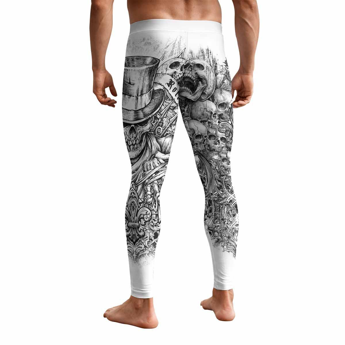 Memento Mori Skull Men's Leggings - back view mockup
