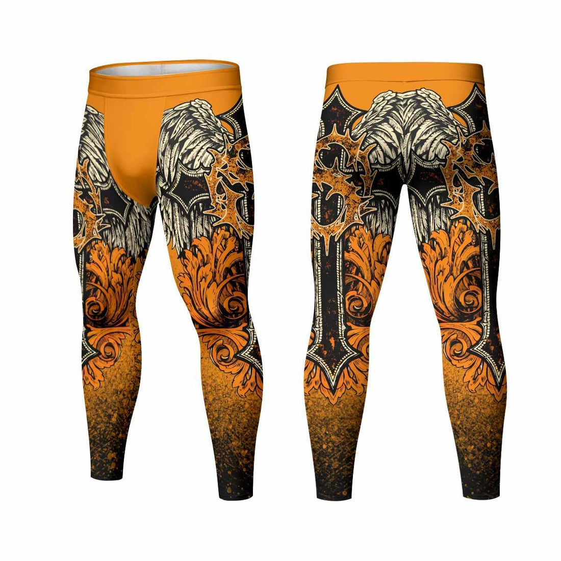 Faith Over Fear Crown Cross Men's Leggings - lifestyle view