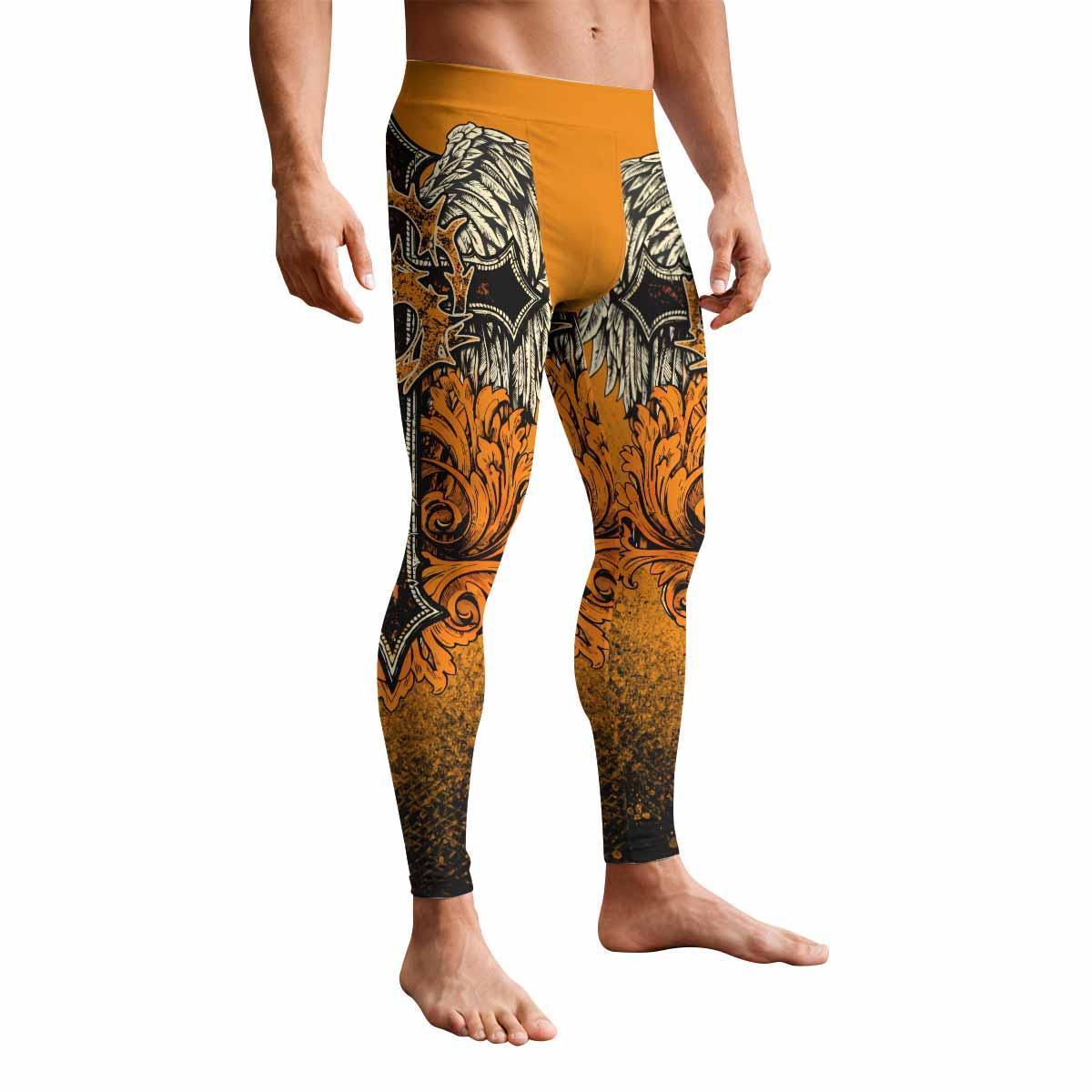 Faith Over Fear Crown Cross Men's Leggings - front view mockup