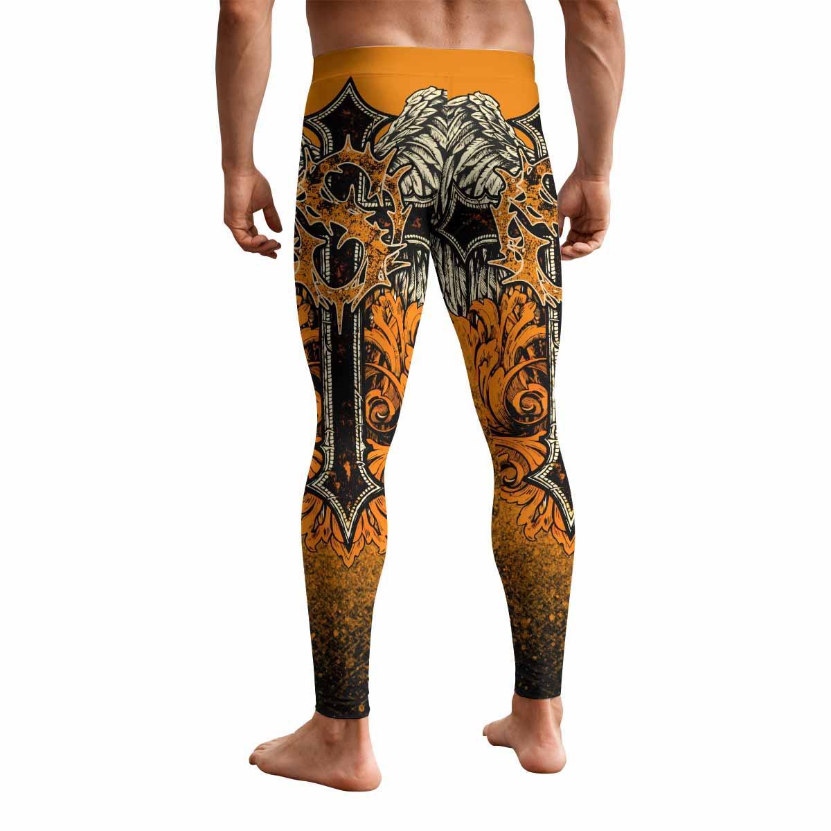 Faith Over Fear Crown Cross Men's Leggings - back view mockup