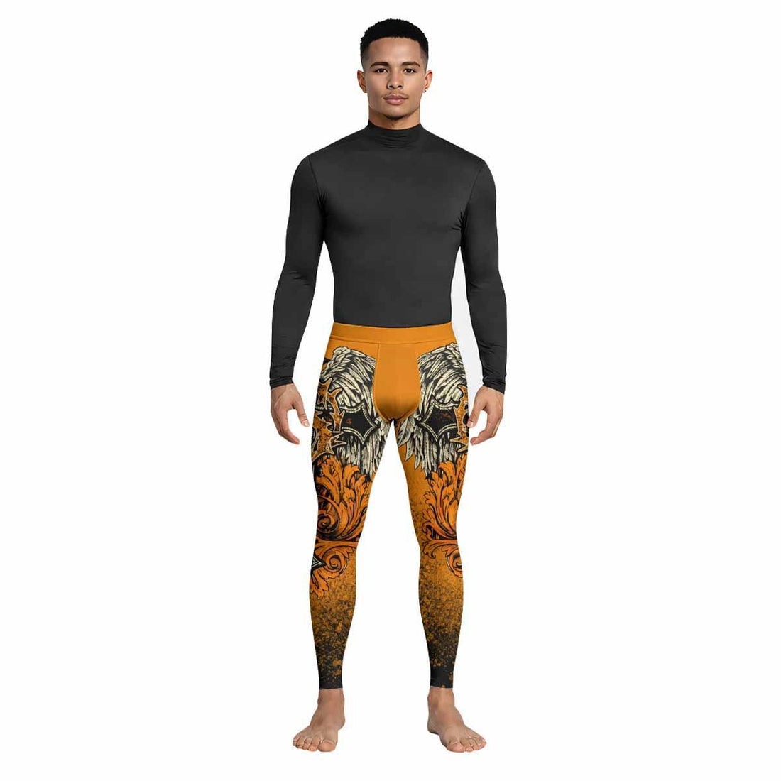 Faith Over Fear Crown Cross Men's Leggings - lifestyle view