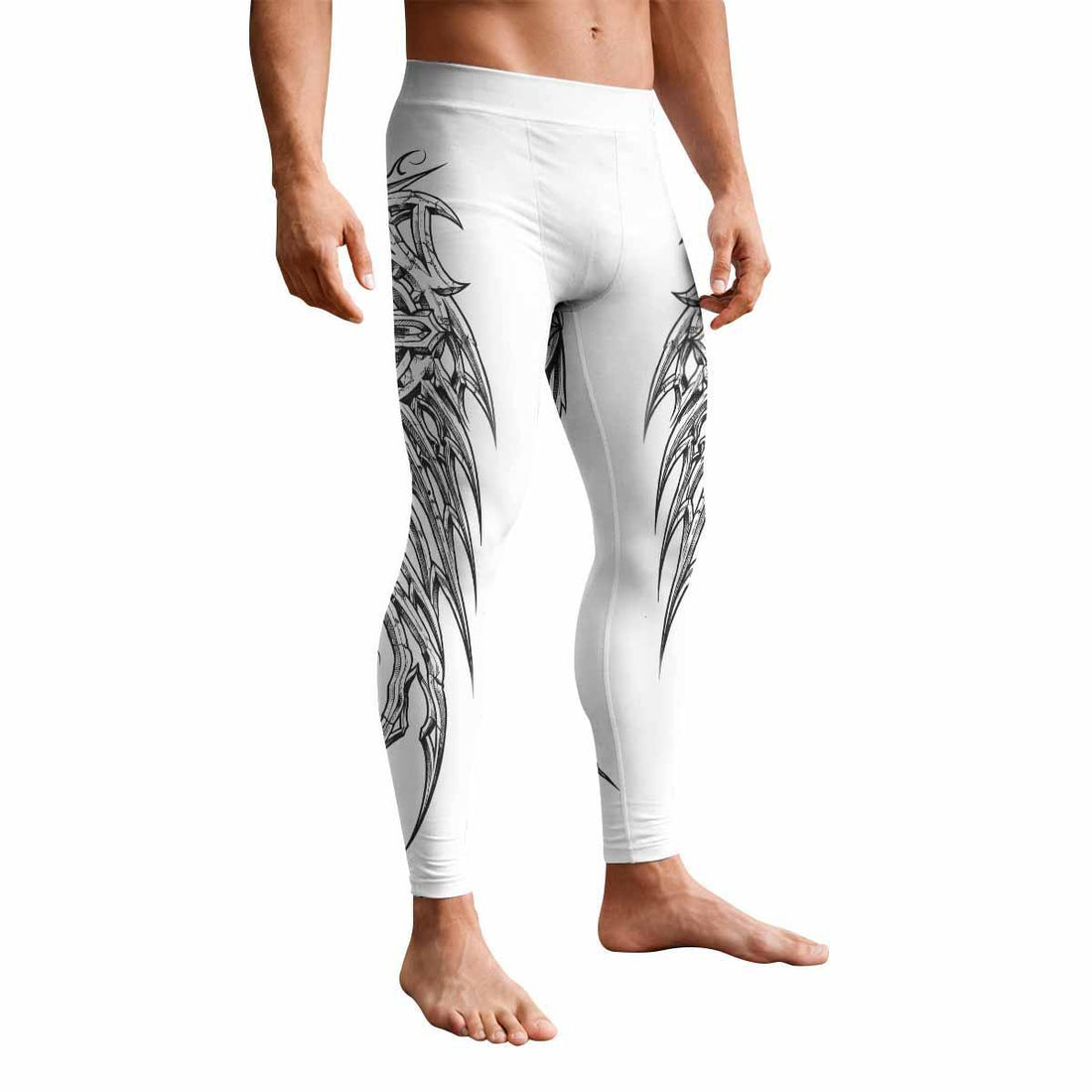 Angel Wings Cross Men's Leggings - front and back view