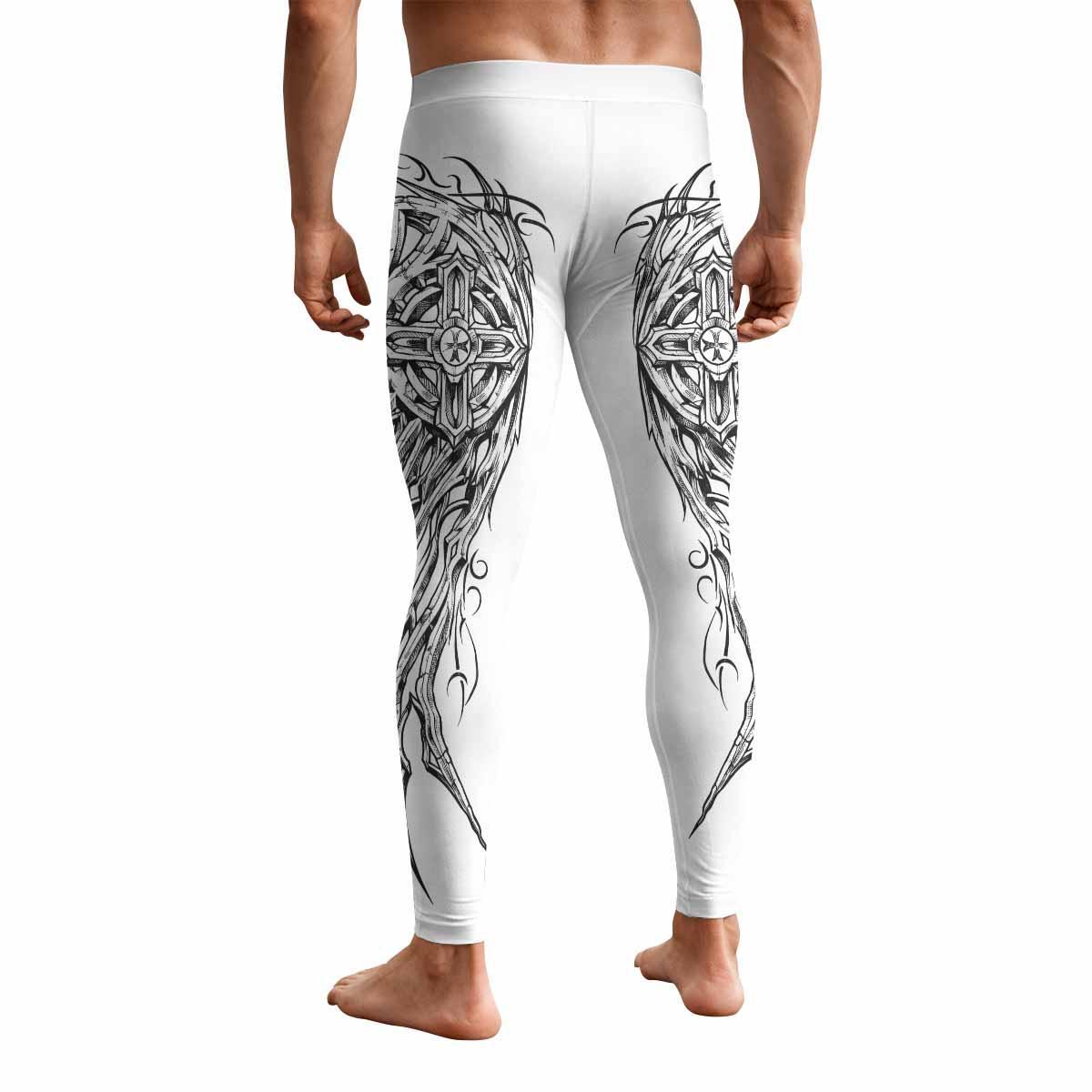 Angel Wings Cross Men's Leggings - back view mockup