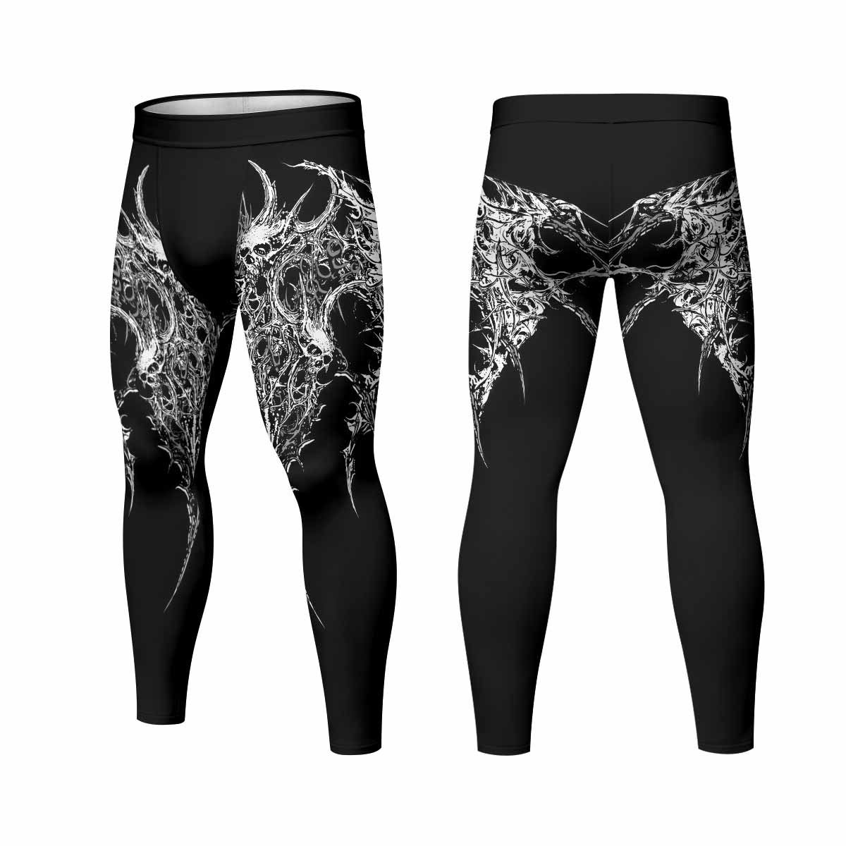 Mortalis Dark Spine Men's Leggings - front and back view