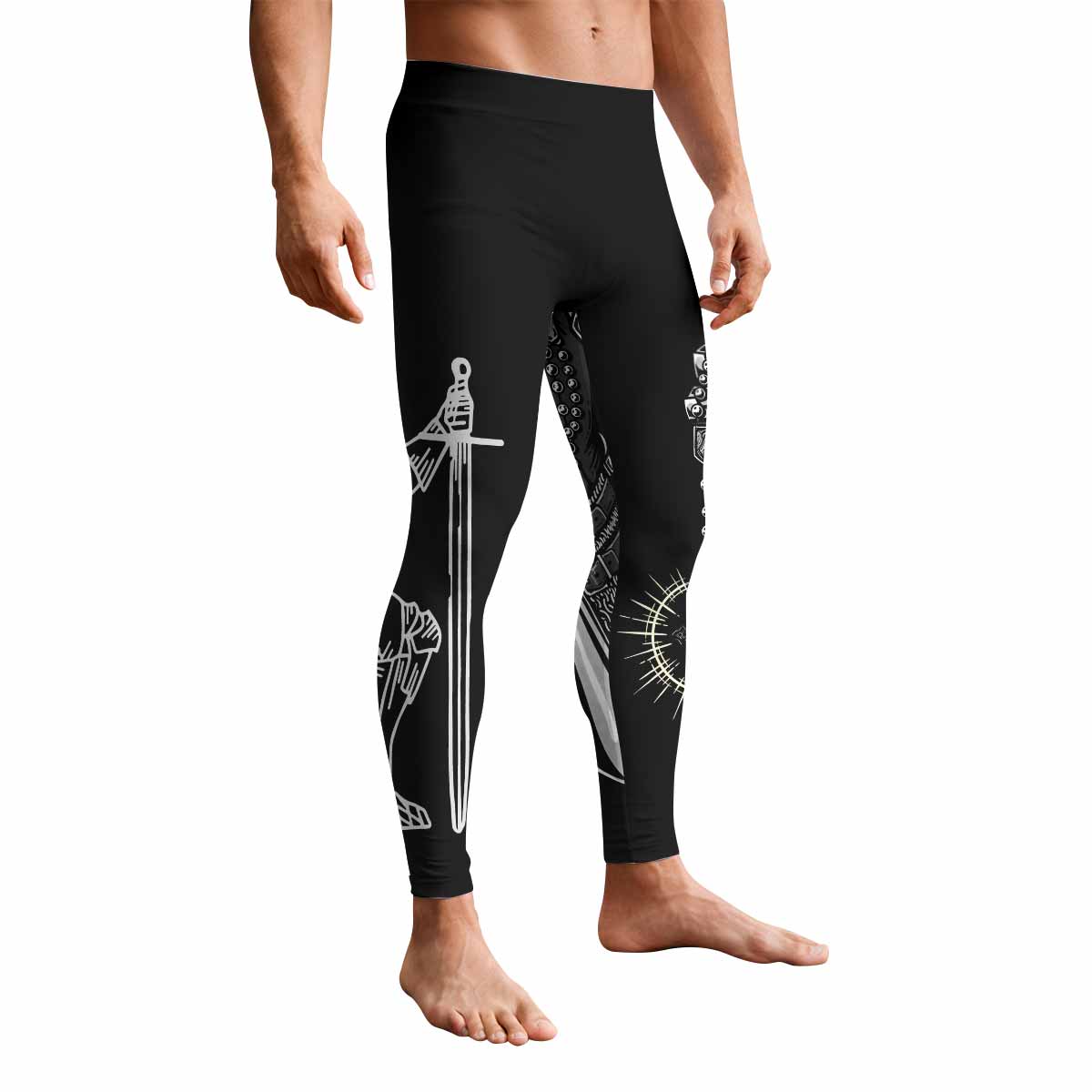 Give Me an Army Rosary Men's Leggings - front view mockup