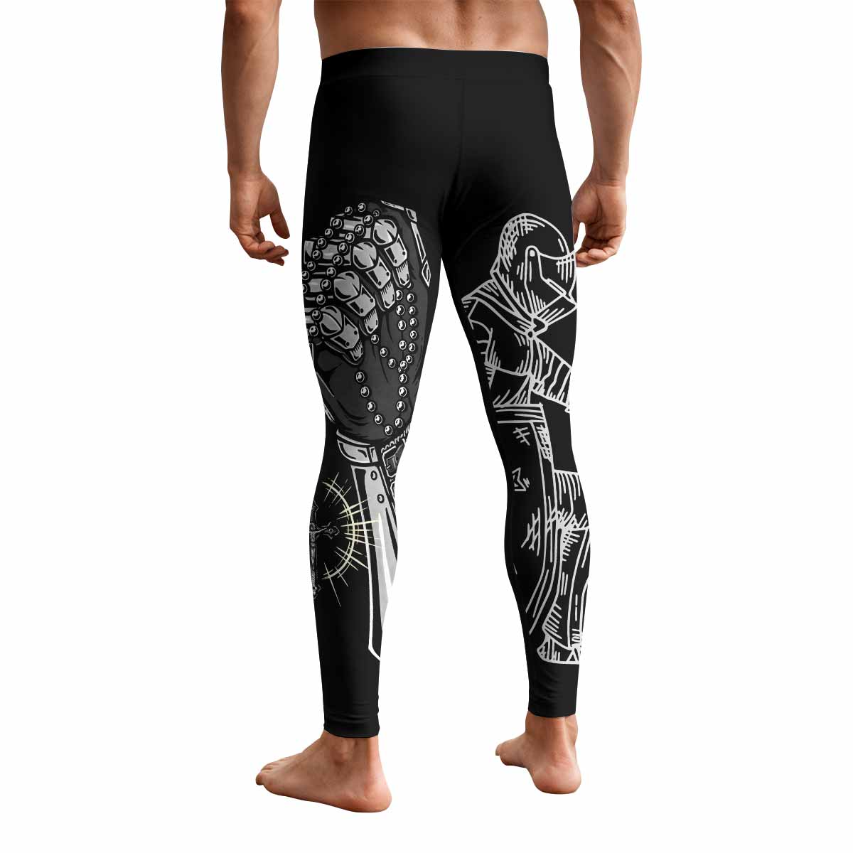 Give Me an Army Rosary Men's Leggings - back view mockup