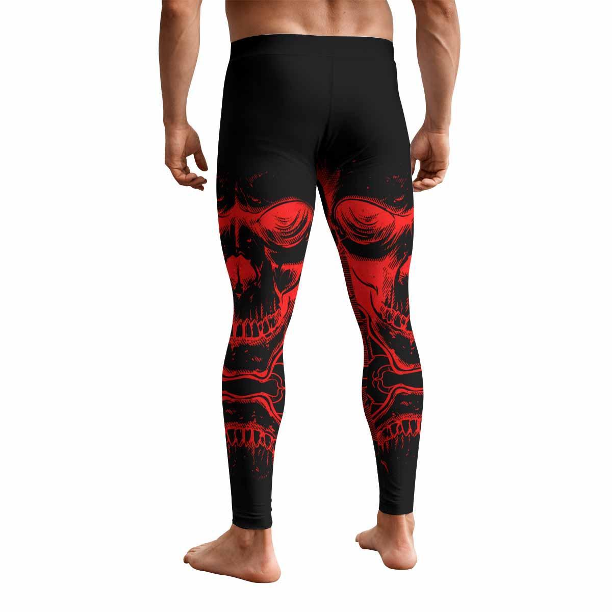 Judas Priest Skull Men's Leggings - back view mockup