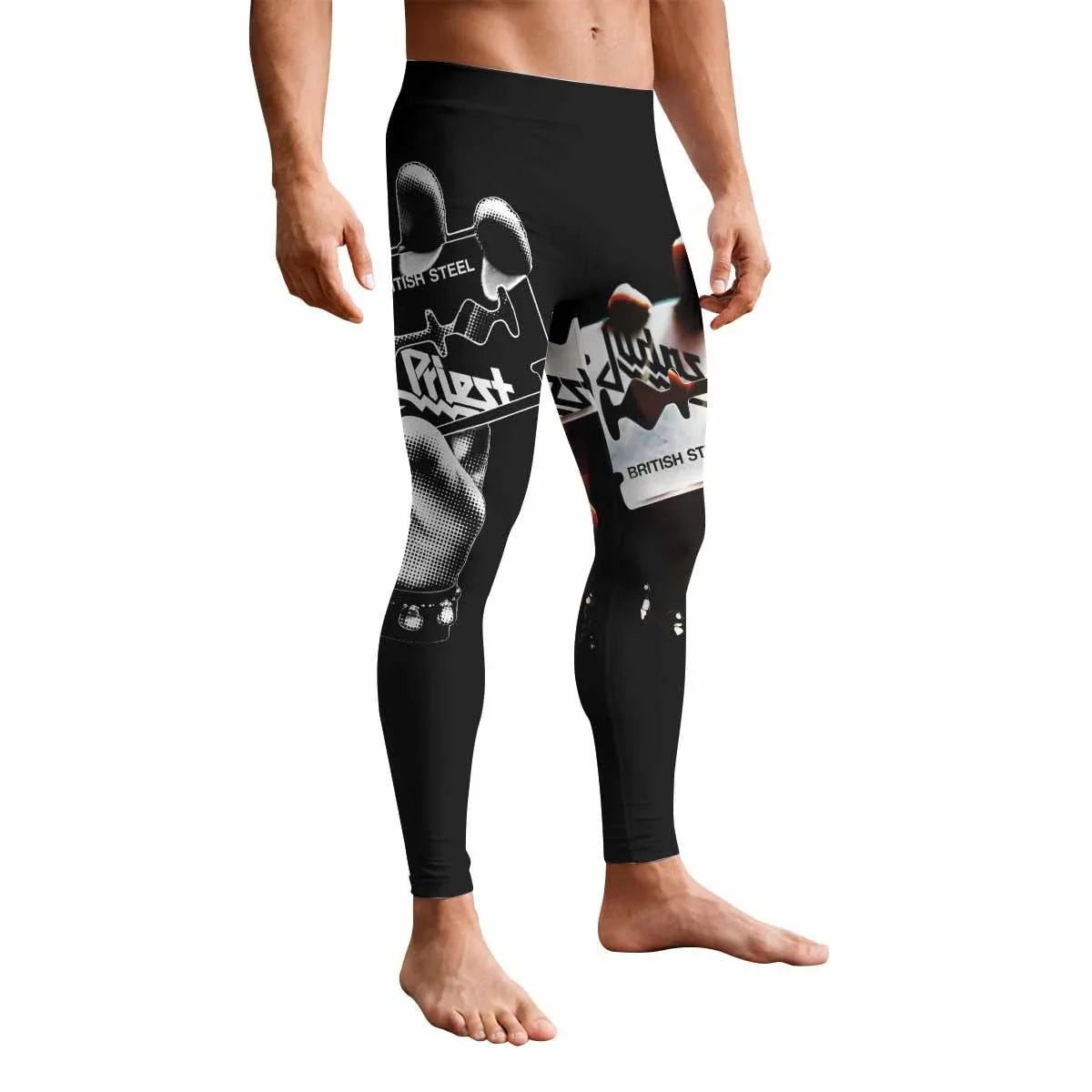 Judas Priest British Steel Men's Leggings - front view mockup