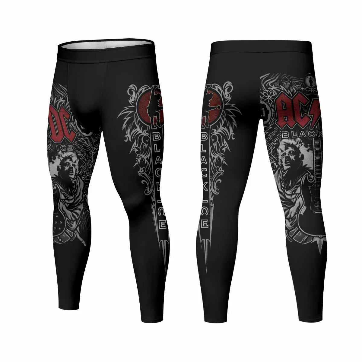 AC/DC Black Ice Men's Leggings - front and back view