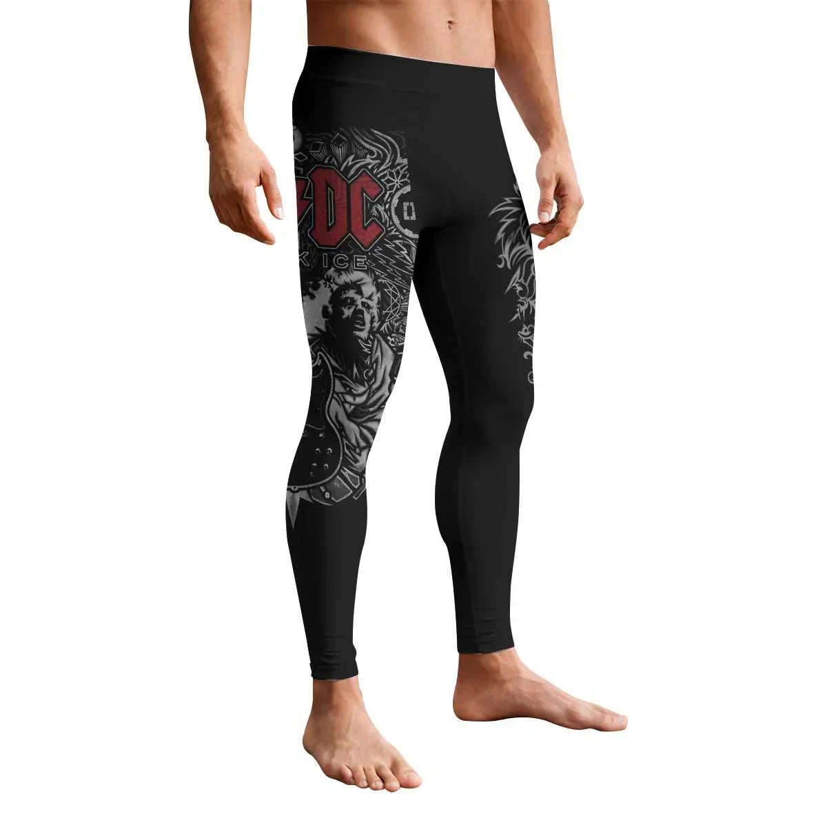 AC/DC Black Ice Men's Leggings - front view mockup