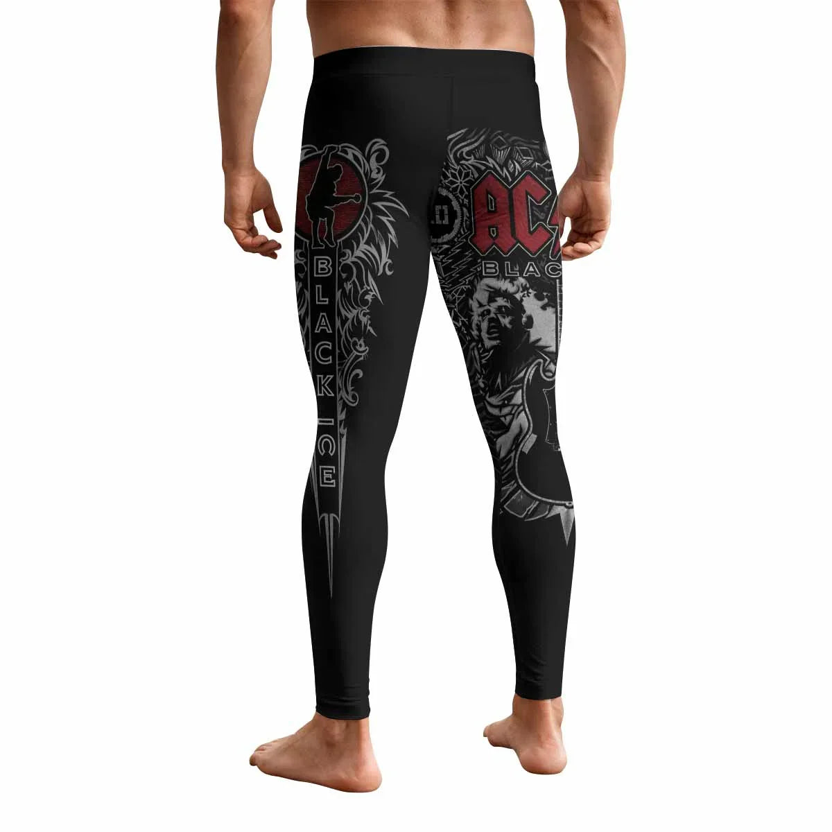AC/DC Black Ice Men's Leggings - back view mockup