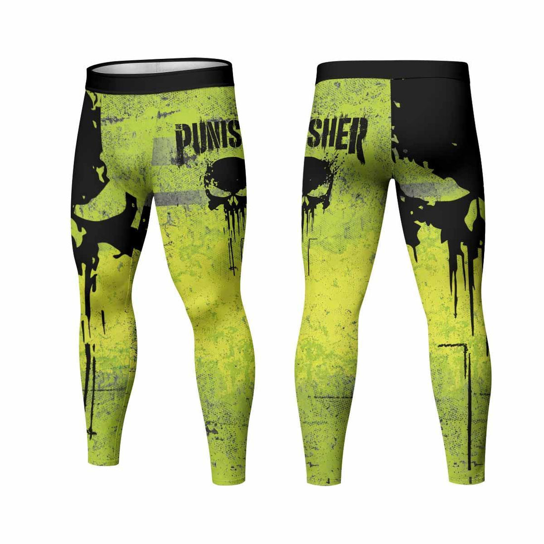 The Punisher Skull Men's Leggings - front and back view