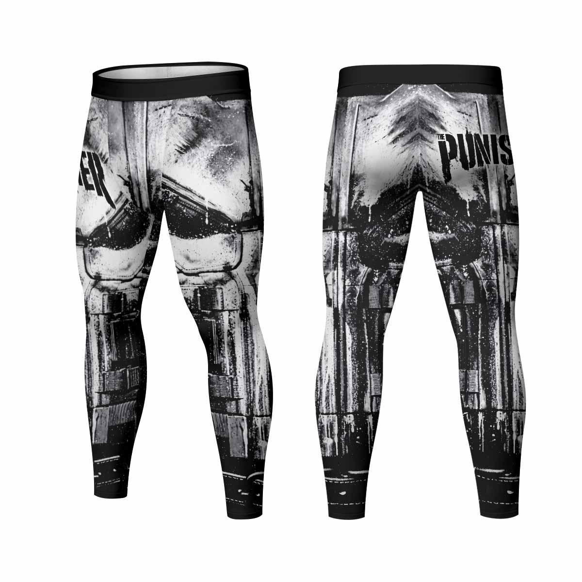 The Punisher War Mask Men's Leggings - front and back view