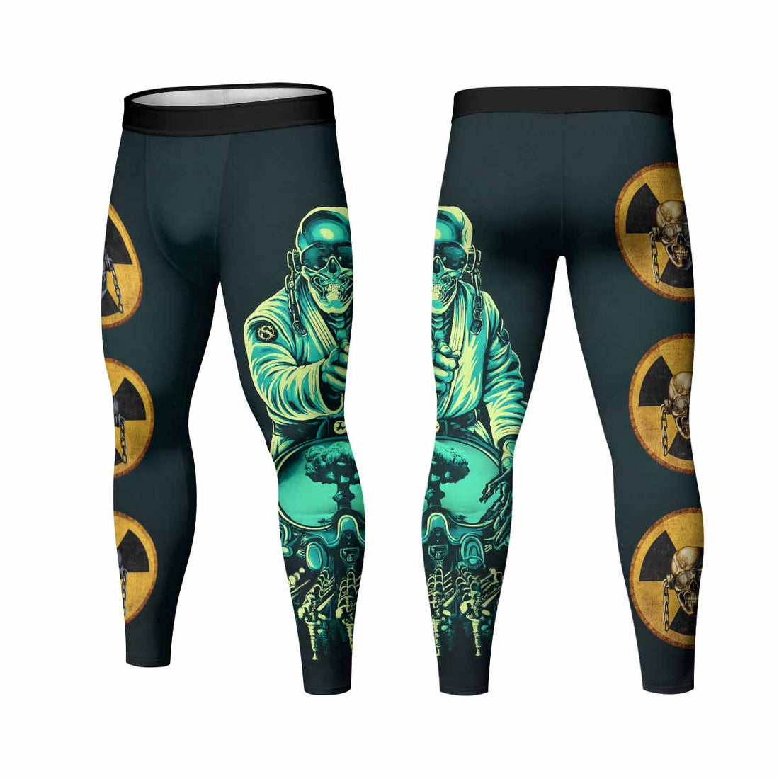Megadeth Nuclear Skull Men's Leggings - front and back view