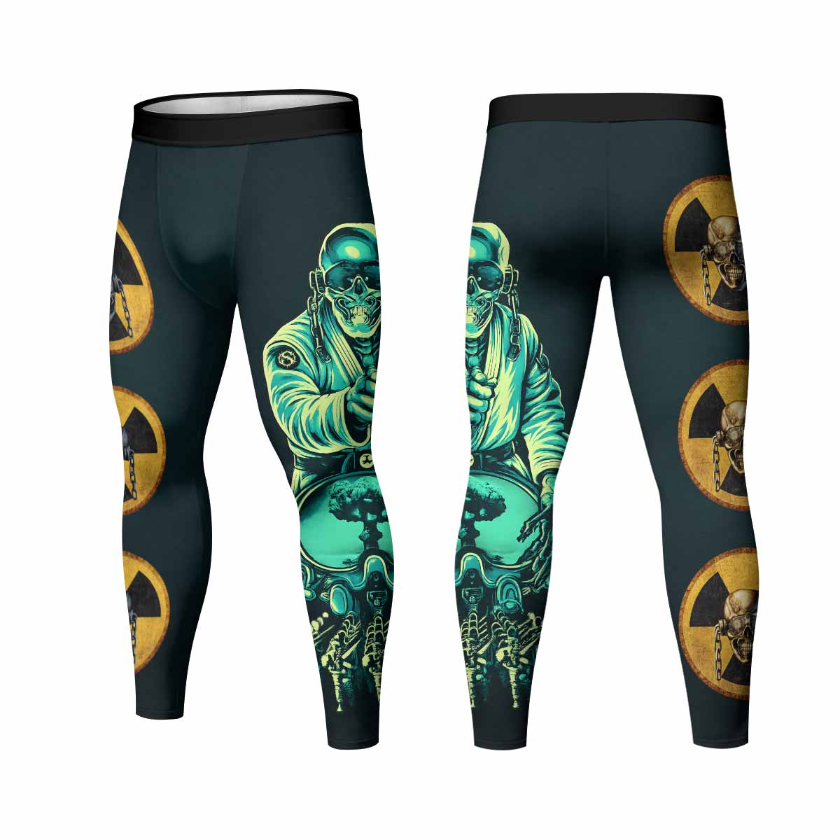 Megadeth Nuclear Skull Men's Leggings - front and back view