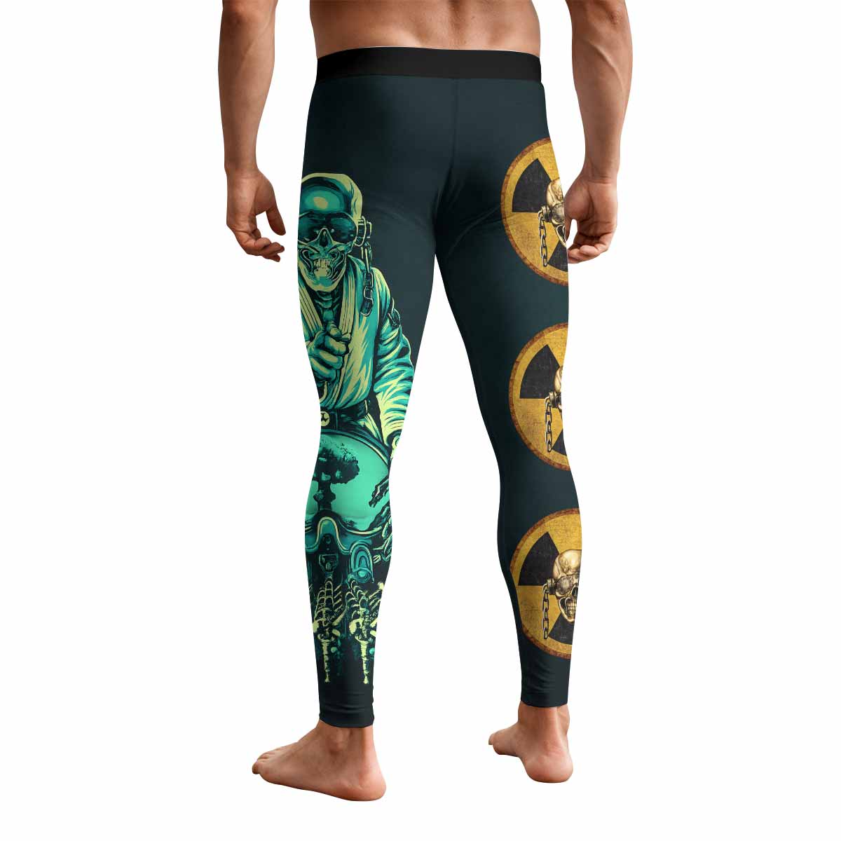 Megadeth Nuclear Skull Men's Leggings - back view mockup