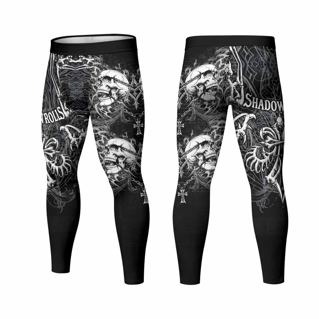 Shadowrolls Skull Cross Men's Leggings - front and back view