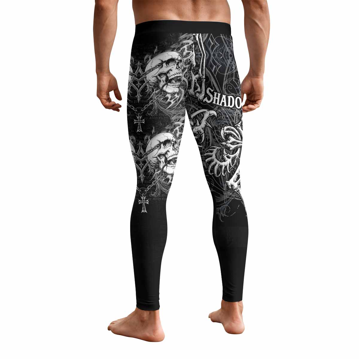 Shadowrolls Skull Cross Men's Leggings - back view mockup